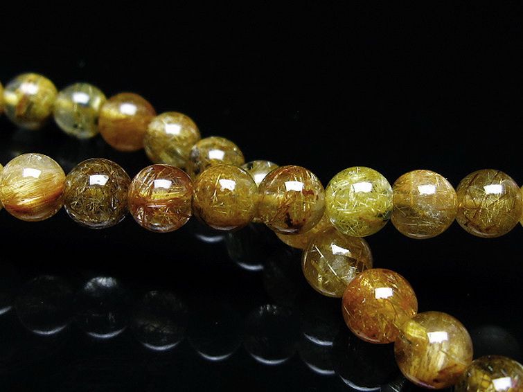 ゴールドタイチンルチル ブレスレット 6mm [T116-12865] 2枚目