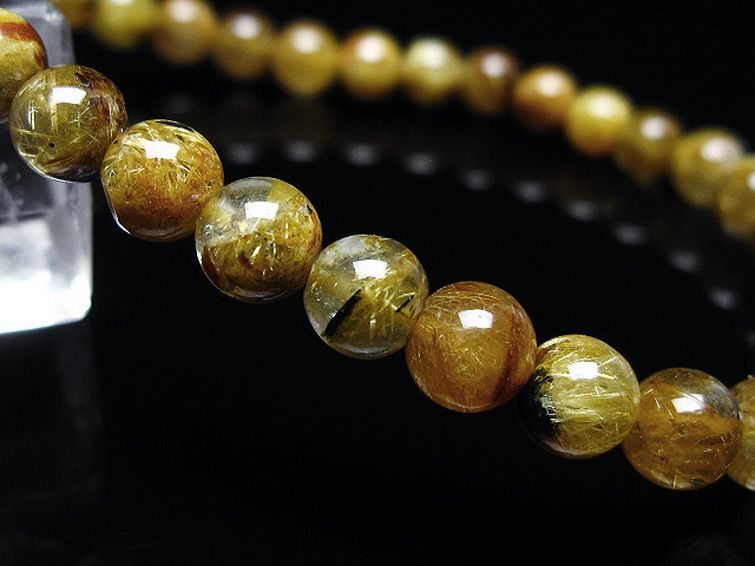 ゴールドタイチンルチル ブレスレット 6mm [T116-12865] 3枚目