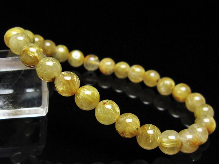 ゴールドタイチンルチル ブレスレット 7mm [t116-12932] 1枚目