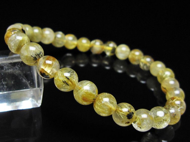 ゴールドタイチンルチル ブレスレット 7mm [t116-12958] 1枚目