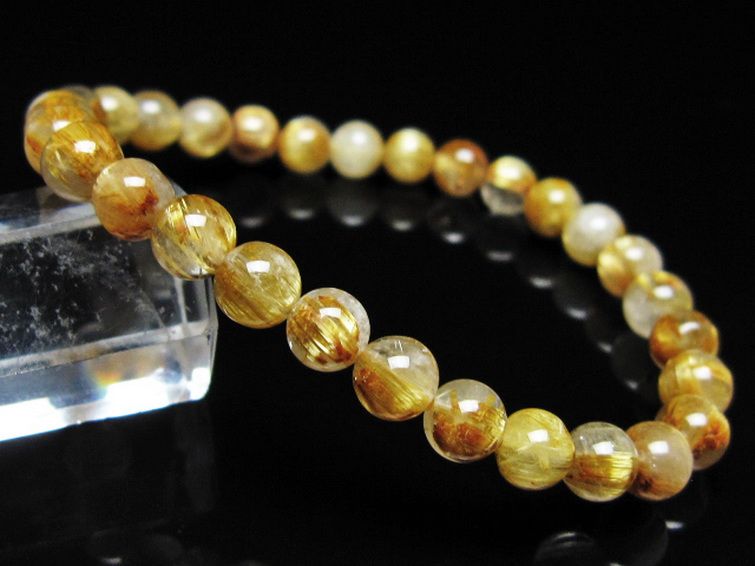 ゴールドタイチンルチル ブレスレット 6mm [t116-12960] 1枚目