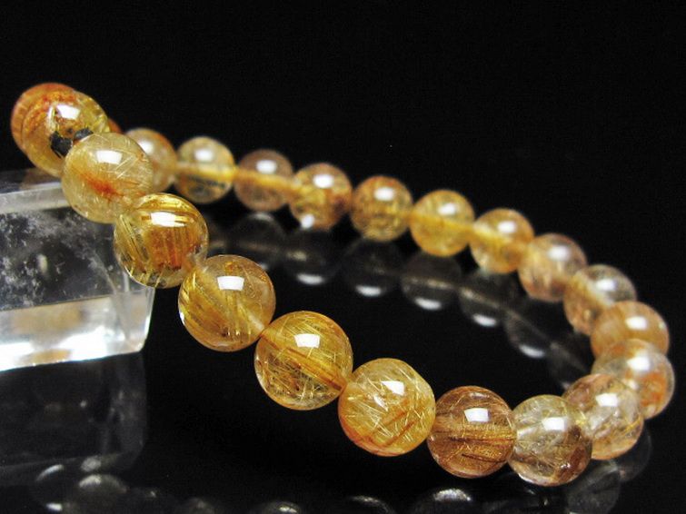 ゴールドタイチンルチル ブレスレット 8mm [t116-12967] 1枚目