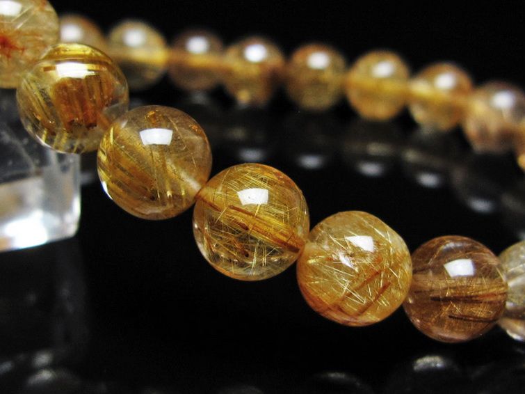 ゴールドタイチンルチル ブレスレット 8mm [t116-12967] 3枚目