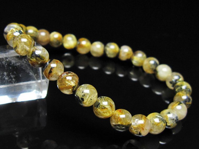 ゴールドタイチンルチル ブレスレット 7mm [t116-12975] 1枚目