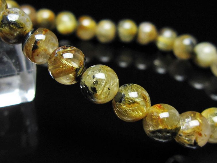 ゴールドタイチンルチル ブレスレット 7mm [t116-12975] 3枚目