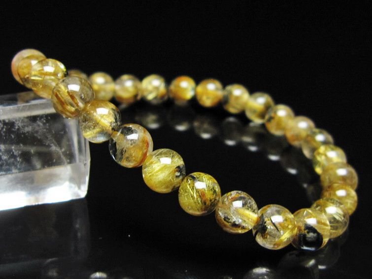 ゴールドタイチンルチル ブレスレット 7mm [t116-12981] 1枚目