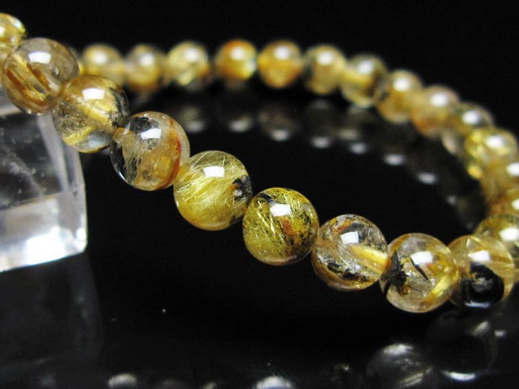 ゴールドタイチンルチル ブレスレット 7mm [t116-12981] 3枚目