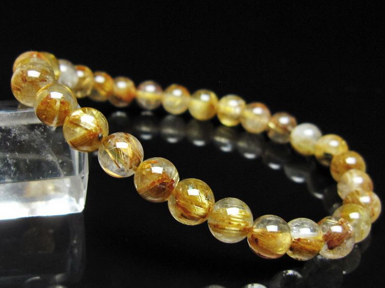 ゴールドタイチンルチル ブレスレット 7mm [t116-12986] 1枚目