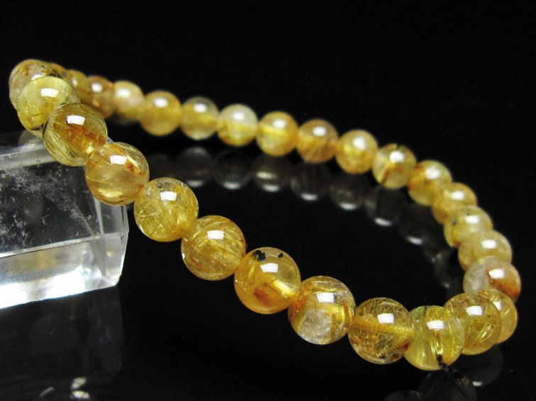 ゴールドタイチンルチル ブレスレット 7mm [t116-12987]