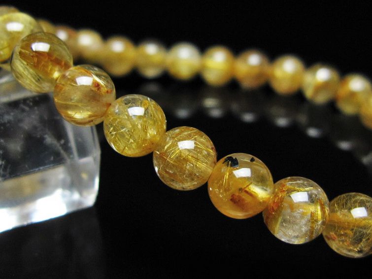 ゴールドタイチンルチル ブレスレット 7mm [t116-12987]