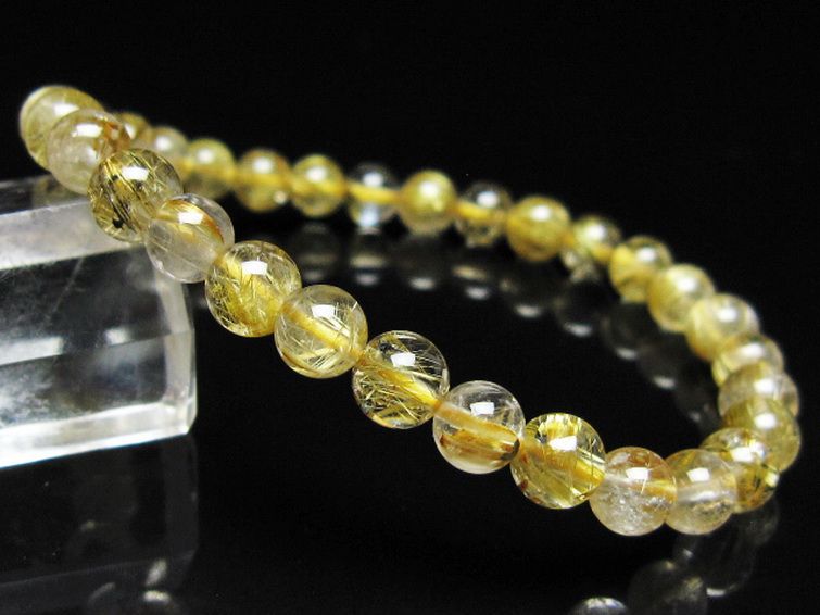 ゴールドタイチンルチル ブレスレット 6mm [t116-13007] 1枚目