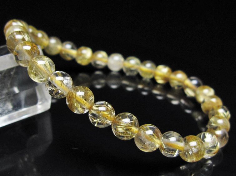 ゴールドタイチンルチル ブレスレット 6mm [t116-13072] 1枚目