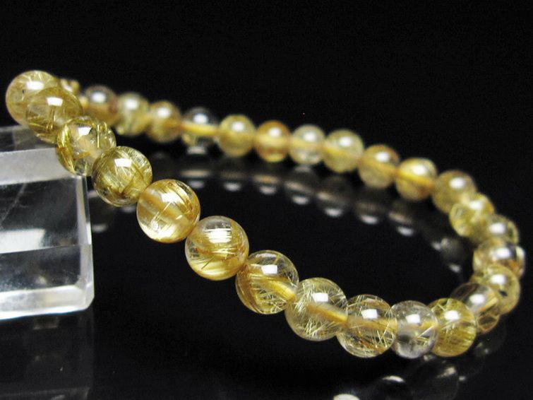 ゴールドタイチンルチル ブレスレット 6mm [t116-13073] 1枚目