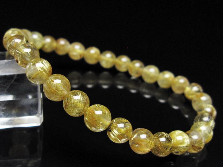 ゴールドタイチンルチル ブレスレット 6mm [t116-13079] 1枚目