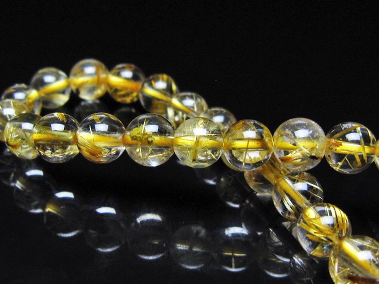 ゴールドタイチンルチル ブレスレット 7mm [t116-13083] 2枚目