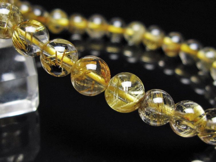 ゴールドタイチンルチル ブレスレット 7mm [t116-13083] 3枚目