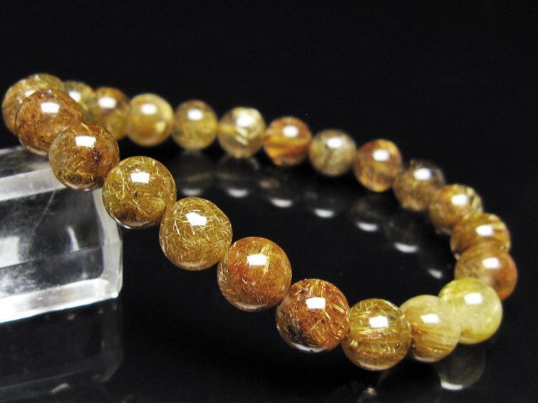 ゴールドタイチンルチル ブレスレット 8mm [t116-13089] 1枚目