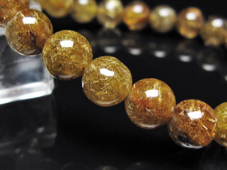 ゴールドタイチンルチル ブレスレット 8mm [t116-13089] 3枚目