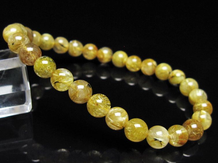 ゴールドタイチンルチル ブレスレット 7mm [t116-13094] 1枚目