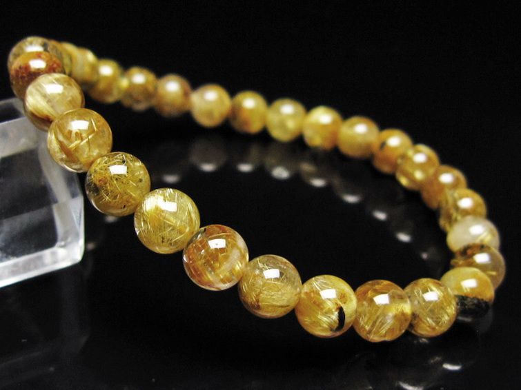 ゴールドタイチンルチル ブレスレット 7mm [t116-13095] 1枚目