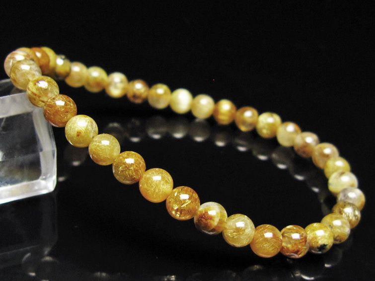 ゴールドタイチンルチル ブレスレット 5mm [t116-13098] 1枚目