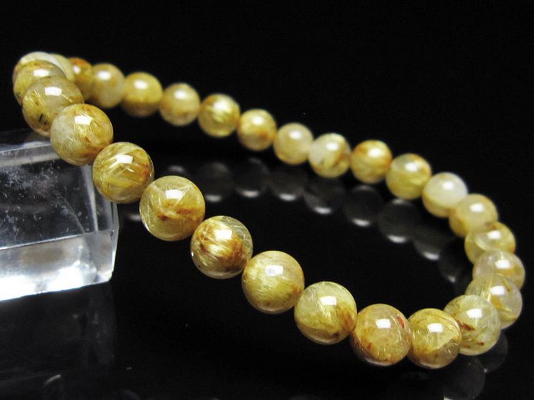 ゴールドタイチンルチル ブレスレット 7mm [t116-13114] 1枚目