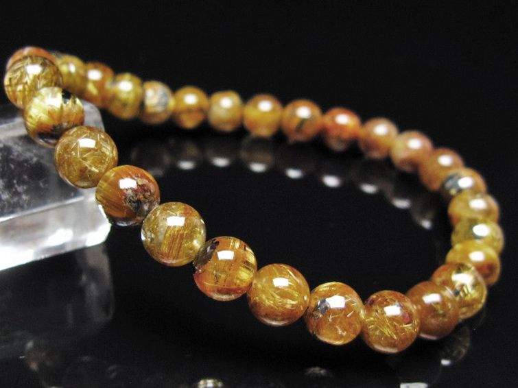 ゴールドタイチンルチル ブレスレット 7mm [t116-13126] 1枚目