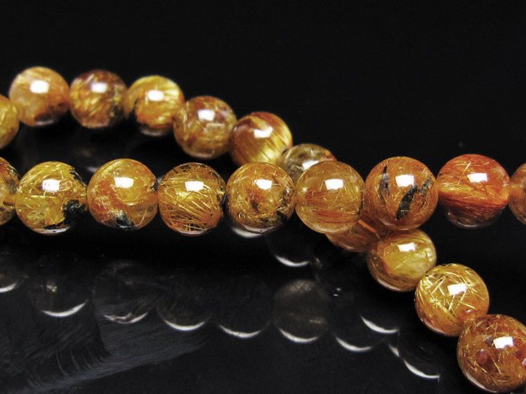 ゴールドタイチンルチル ブレスレット 7mm [t116-13126] 2枚目