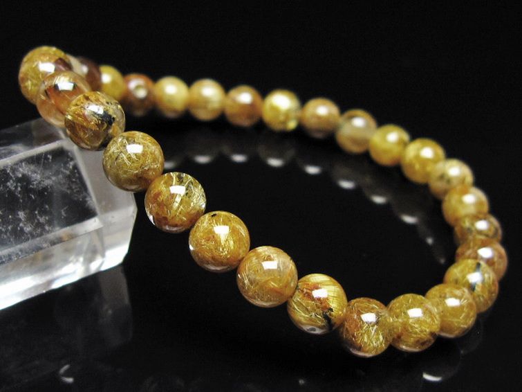 ゴールドタイチンルチル ブレスレット 7mm [t116-13131] 1枚目