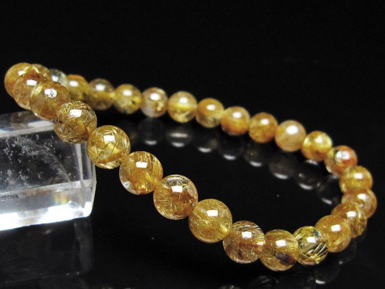 ゴールドタイチンルチル ブレスレット 7mm [t116-13138] 1枚目