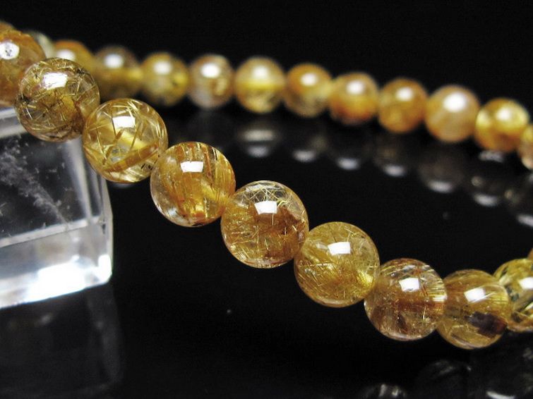 ゴールドタイチンルチル ブレスレット 7mm [t116-13138] 3枚目