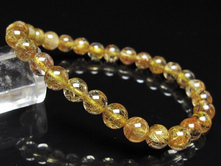 ゴールドタイチンルチル ブレスレット 7mm [t116-13139] 1枚目