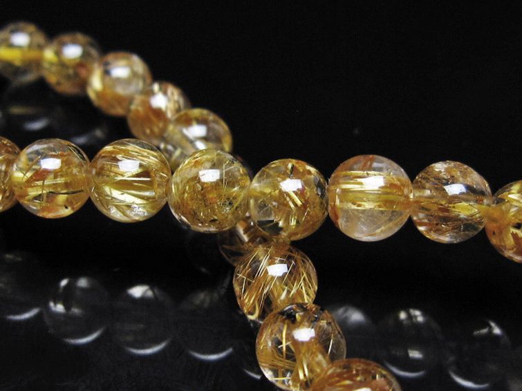 ゴールドタイチンルチル ブレスレット 7mm [t116-13139] 2枚目