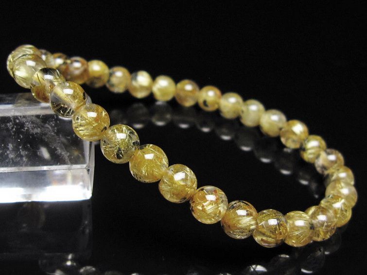 ゴールドタイチンルチル ブレスレット 6mm [t116-13145] 1枚目