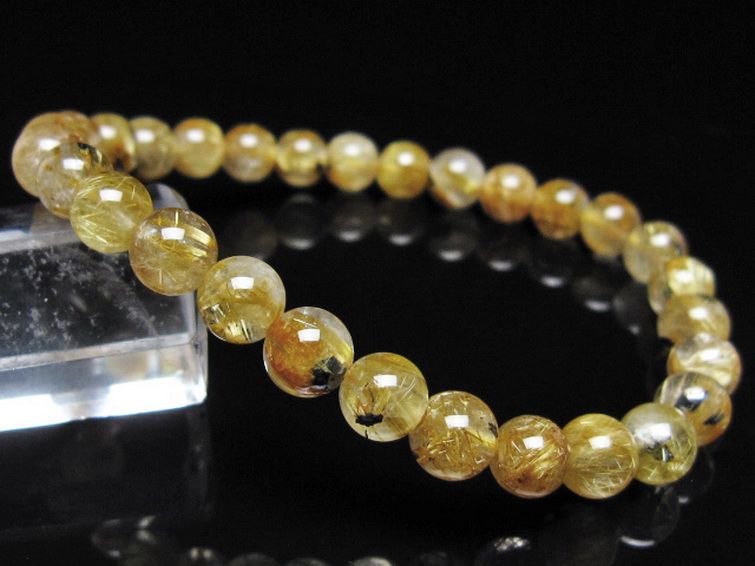 ゴールドタイチンルチル ブレスレット 7mm [t116-13149] 1枚目