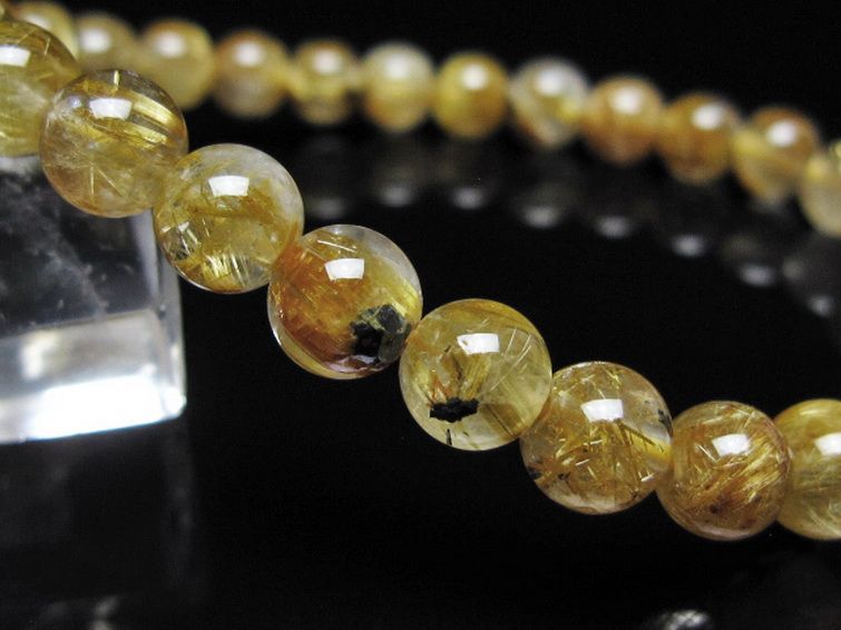 ゴールドタイチンルチル ブレスレット 7mm [t116-13149] 3枚目