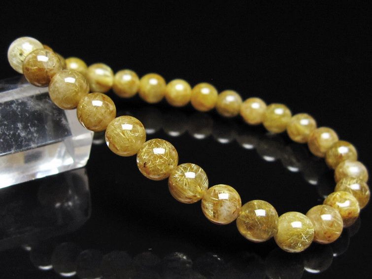 ゴールドタイチンルチル ブレスレット 7mm [t116-13153] 1枚目