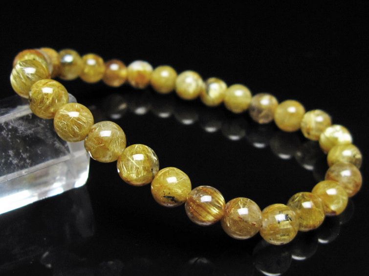 ゴールドタイチンルチル ブレスレット 7mm [t116-13155] 1枚目