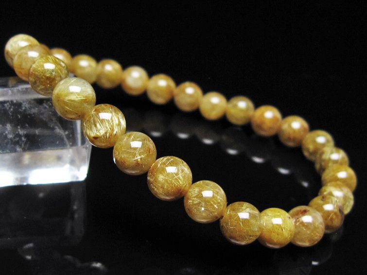 ゴールドタイチンルチル ブレスレット 7mm [t116-13156] 1枚目