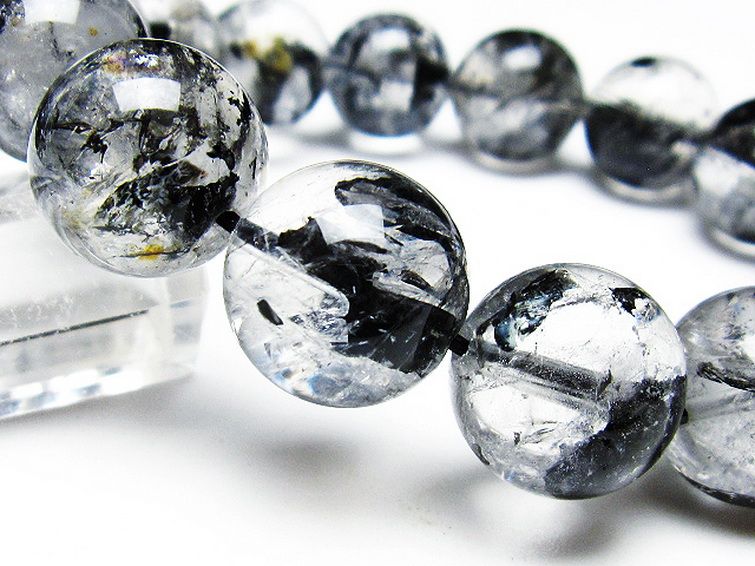 ブラックエレスチャルクォーツ 骸骨水晶 ブレスレット 16mm [t124-4801] 3枚目