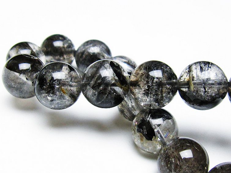 ブラックエレスチャルクォーツ 骸骨水晶 ブレスレット 13mm [t124-4916] 2枚目