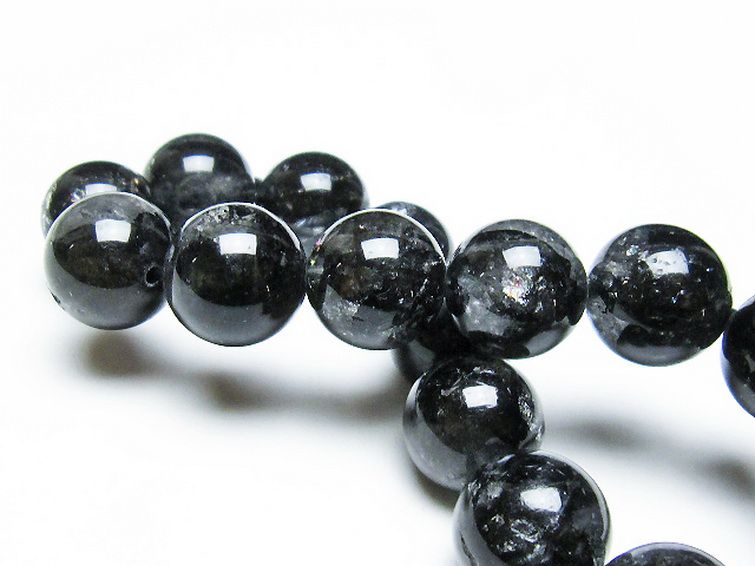 ブラックエレスチャルクォーツ 骸骨水晶 ブレスレット 13mm [T124-5179] 2枚目