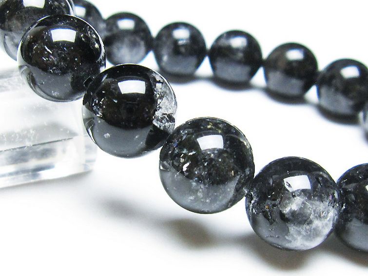 ブラックエレスチャルクォーツ 骸骨水晶 ブレスレット 13mm [T124-5179] 3枚目