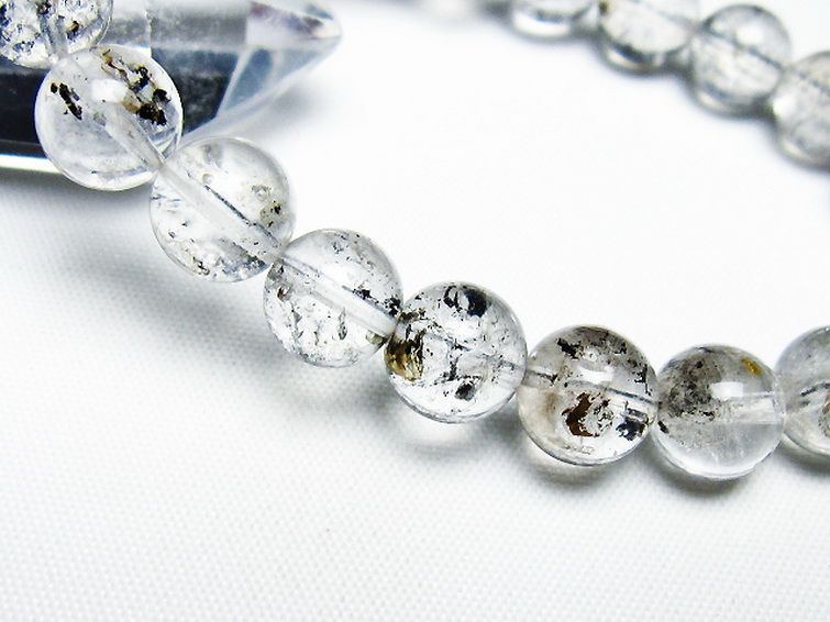 ブラックエレスチャルクォーツ 骸骨水晶 ブレスレット 9mm [T124-5309] 3枚目