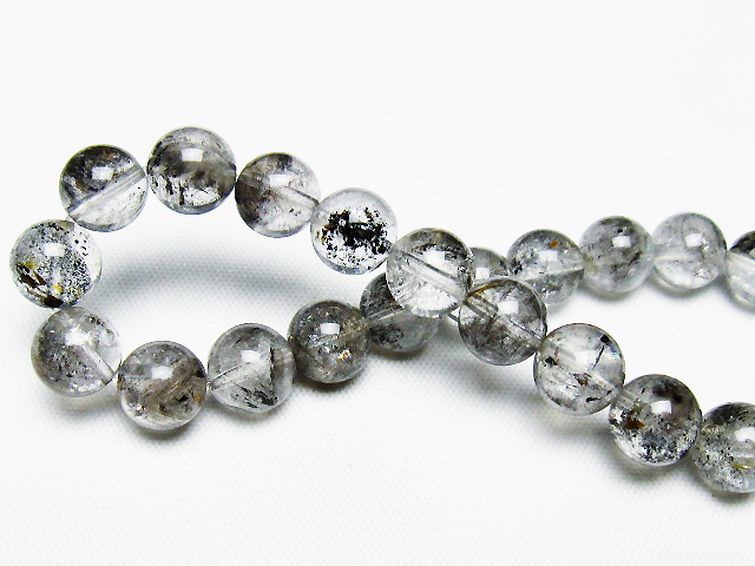 ブラックエレスチャルクォーツ 骸骨水晶 ブレスレット 8mm [T124-5313] 2枚目