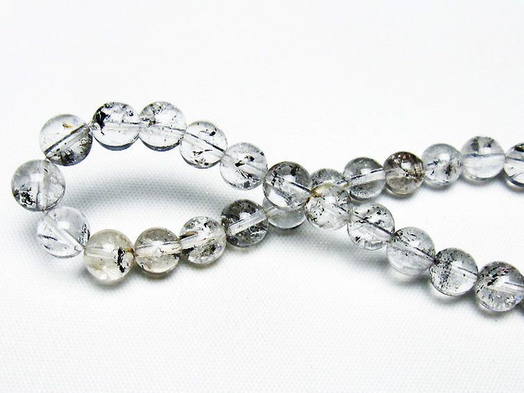 ブラックエレスチャルクォーツ 骸骨水晶 ブレスレット 7mm [t124-5327] 2枚目