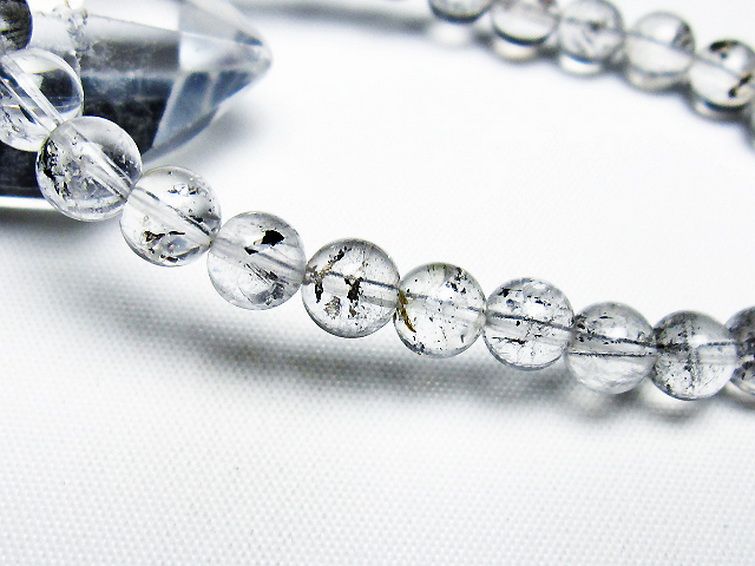 ブラックエレスチャルクォーツ 骸骨水晶 ブレスレット 7mm [t124-5327] 3枚目