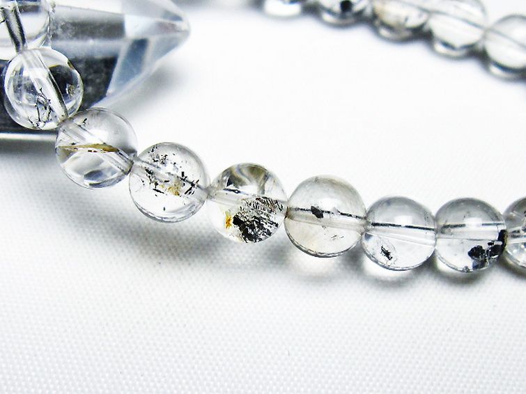 ブラックエレスチャルクォーツ 骸骨水晶 ブレスレット 8mm [T124-5341] 3枚目