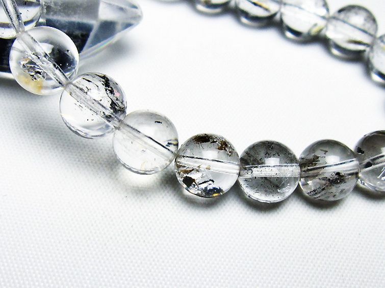 ブラックエレスチャルクォーツ 骸骨水晶 ブレスレット 9mm [T124-5346] 3枚目