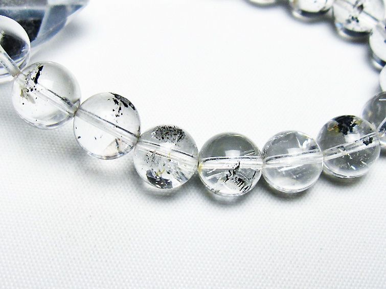 ブラックエレスチャルクォーツ 骸骨水晶 ブレスレット 10mm [T124-5350] 3枚目